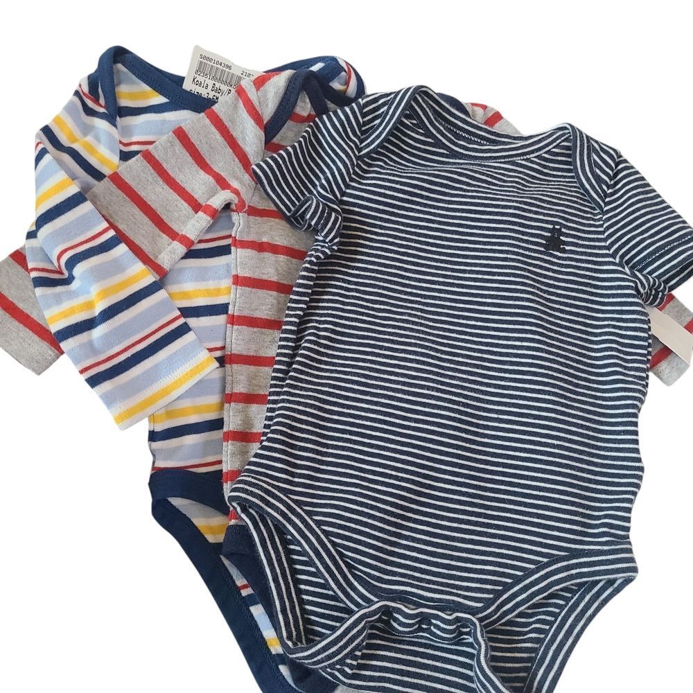 Onesies Set Of Three Colored Stripes Mixed Brands Sizes 3 - 6 Mos‎